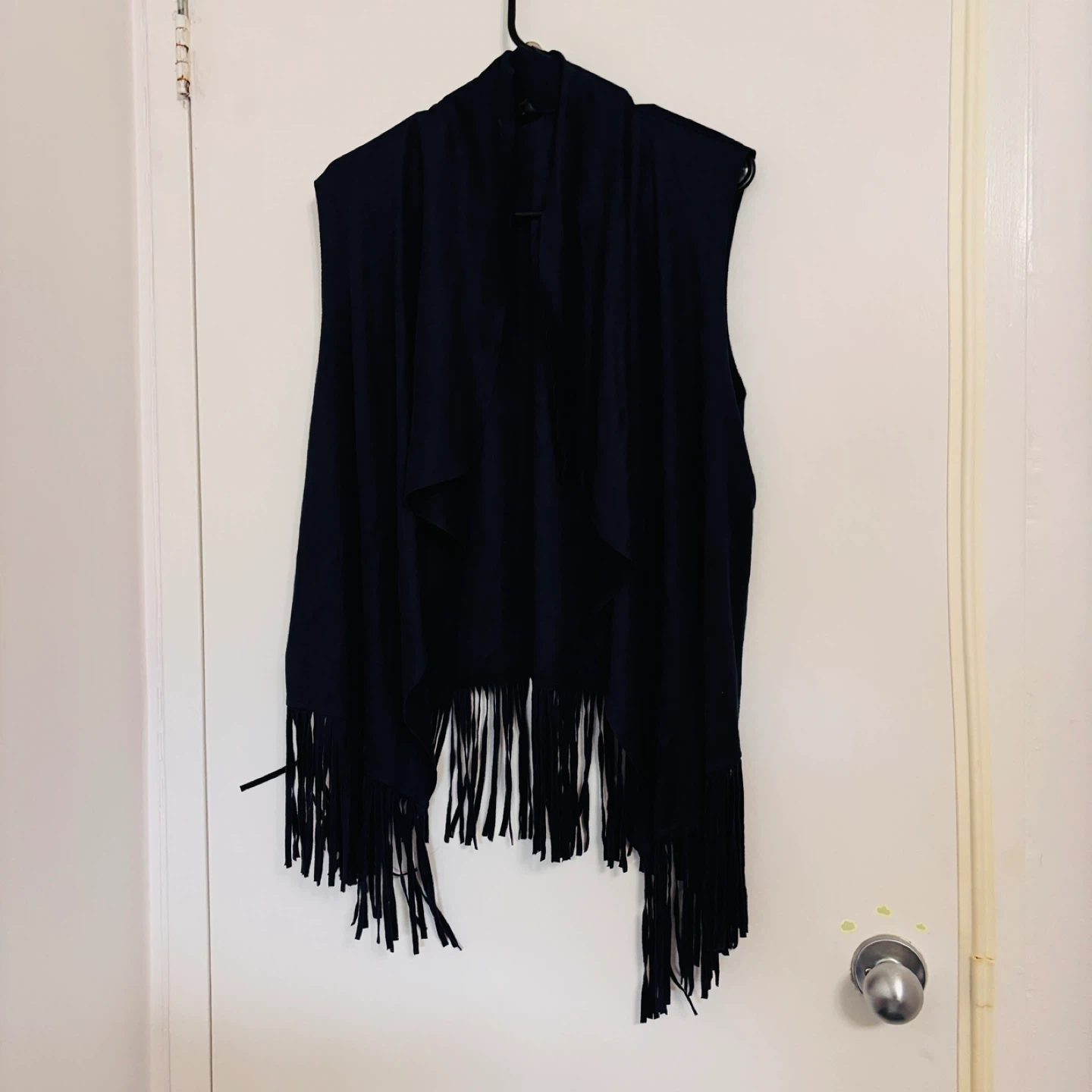 Navy Fringe Vest