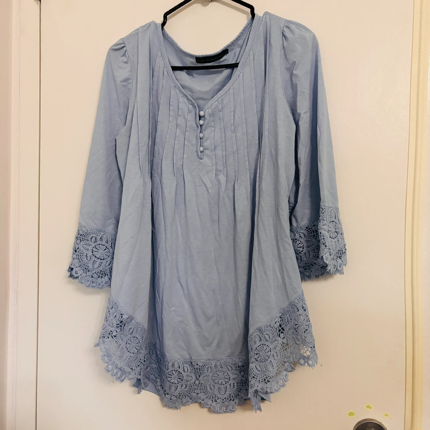 Light Blue Tunic with Lace Trim
