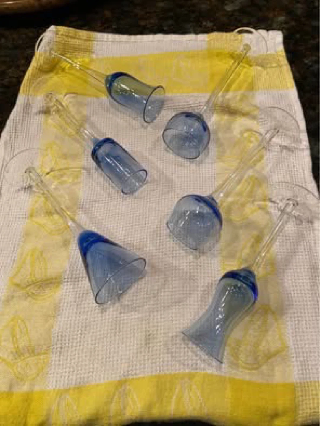 6 Assorted Blue Stemmed Liqueur Glasses