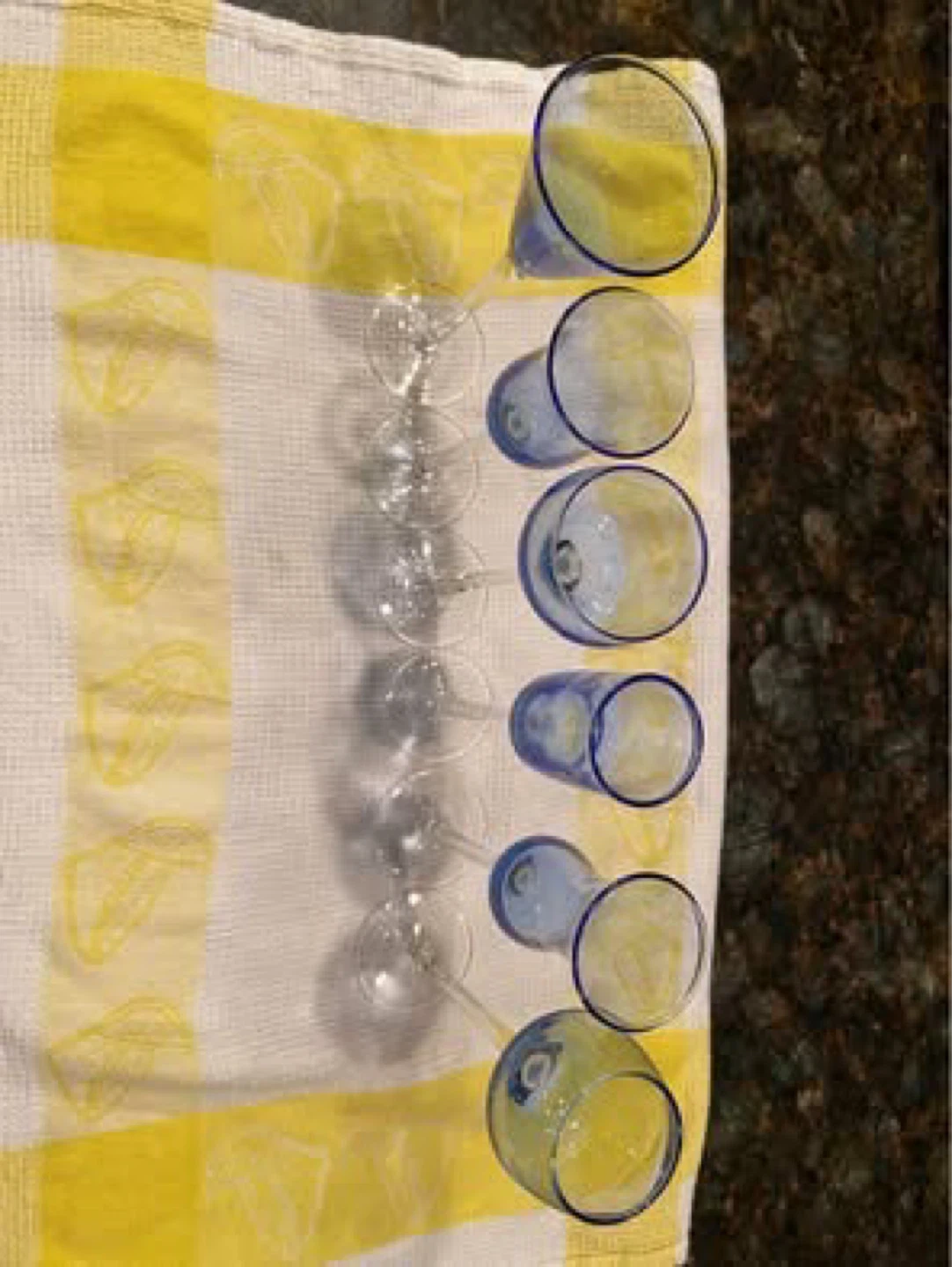 6 Assorted Blue Stemmed Liqueur Glasses - photo 3