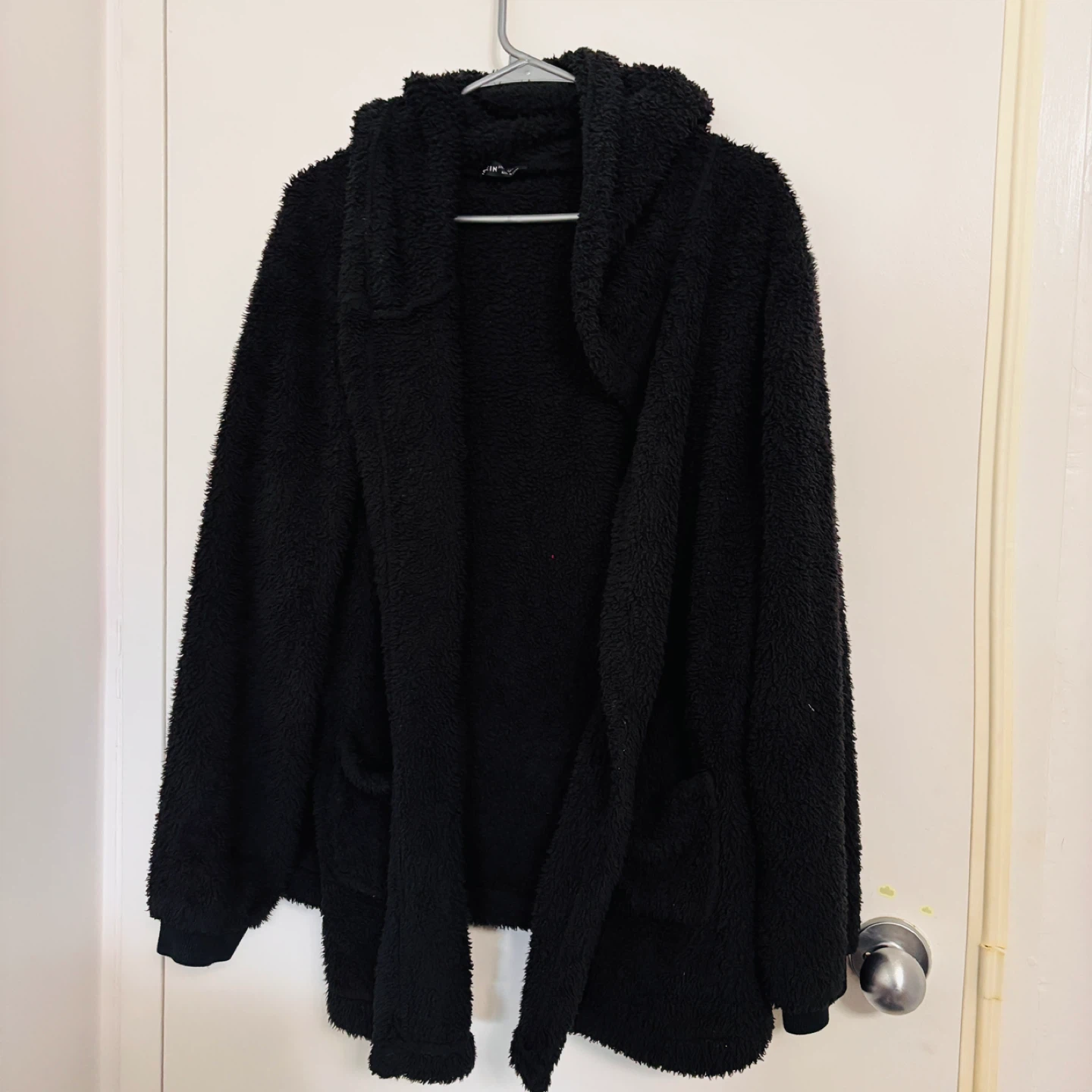 Black Fleece Teddy Bear Hoodie Robe