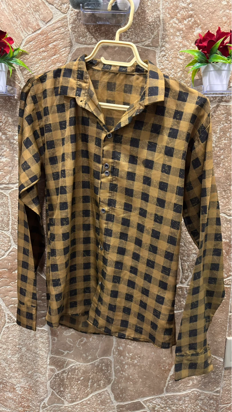 Men's Plaid Long Sleeve Button-Up Shirt ( Both for 10$)