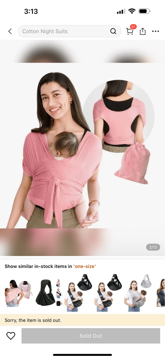 Pink Cotton Baby Wrap Carrier
