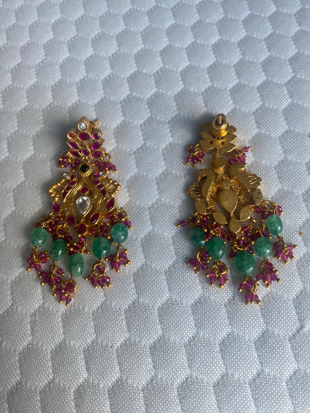 Gold Earrings with Emeralds and Rubies - photo 4