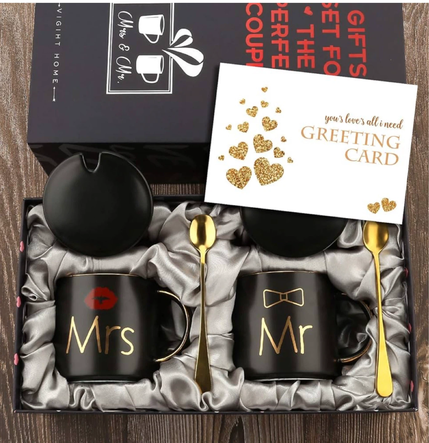 Mr. & Mrs. Ceramic Mug Set with Spoons and Lids - photo 2