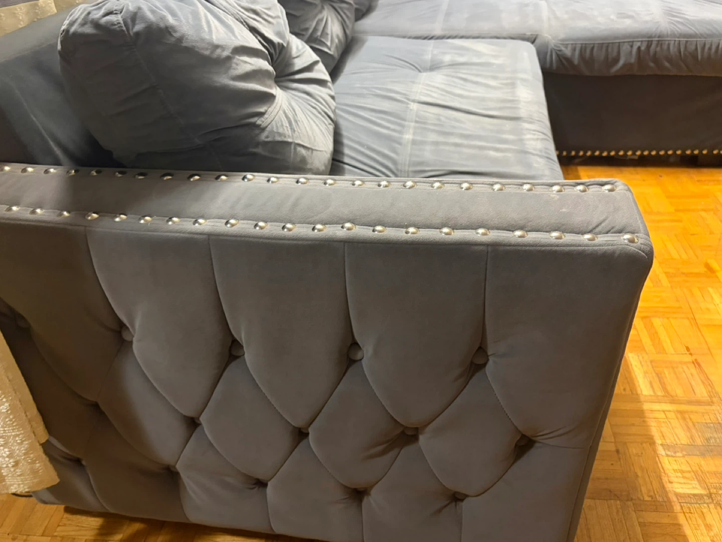 Velvet Gray Pull Out Sofa Bed with Spacious Storage - photo 4