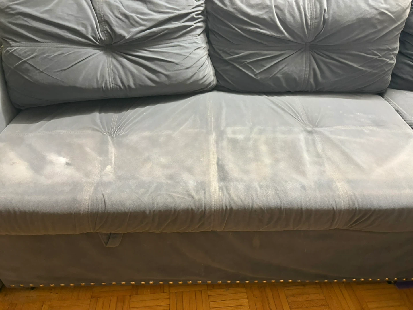 Velvet Gray Pull Out Sofa Bed with Spacious Storage - photo 3