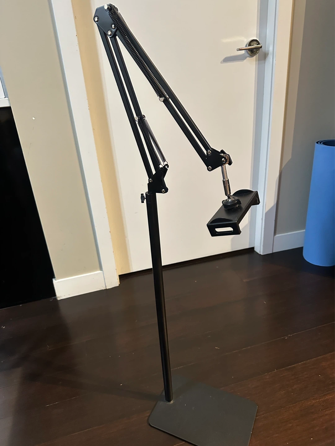 Black Tablet Floor Stand with Adjustable Holder