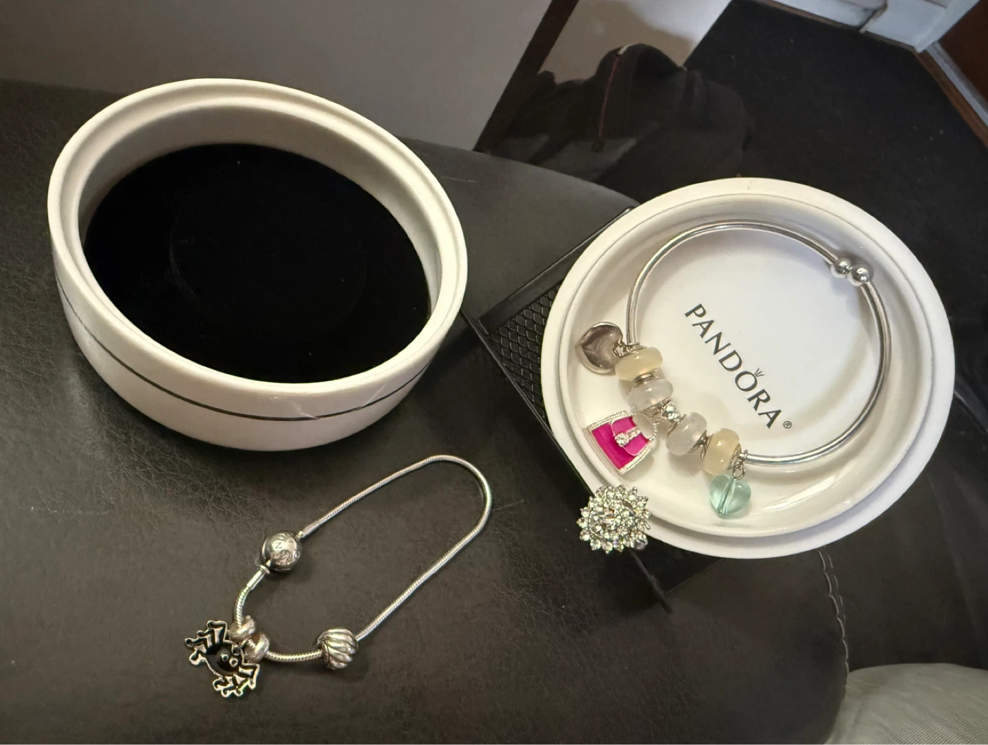 Set of Pandora bracelet, bangle, charms, ring, trinket - photo 3
