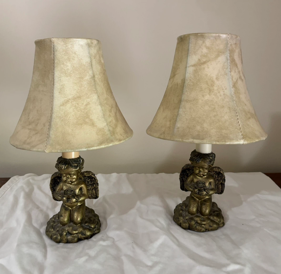 Pair of Cherub Lamps 10” high