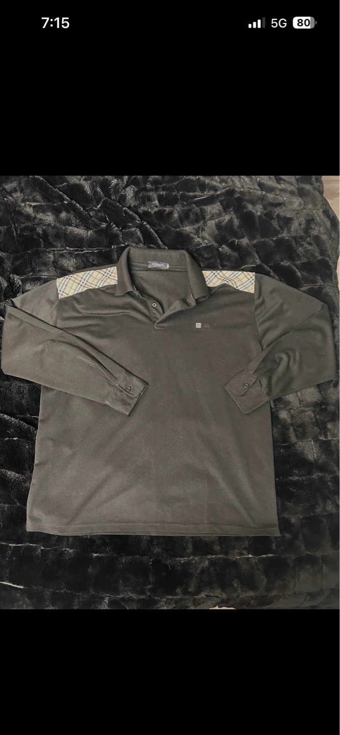 Burberry London Men's Black Long Sleeve Polo Shirt - photo 3