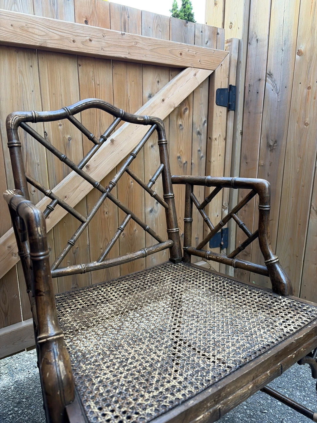 Vintage Bamboo Style Armchair with Cane Seat - photo 2