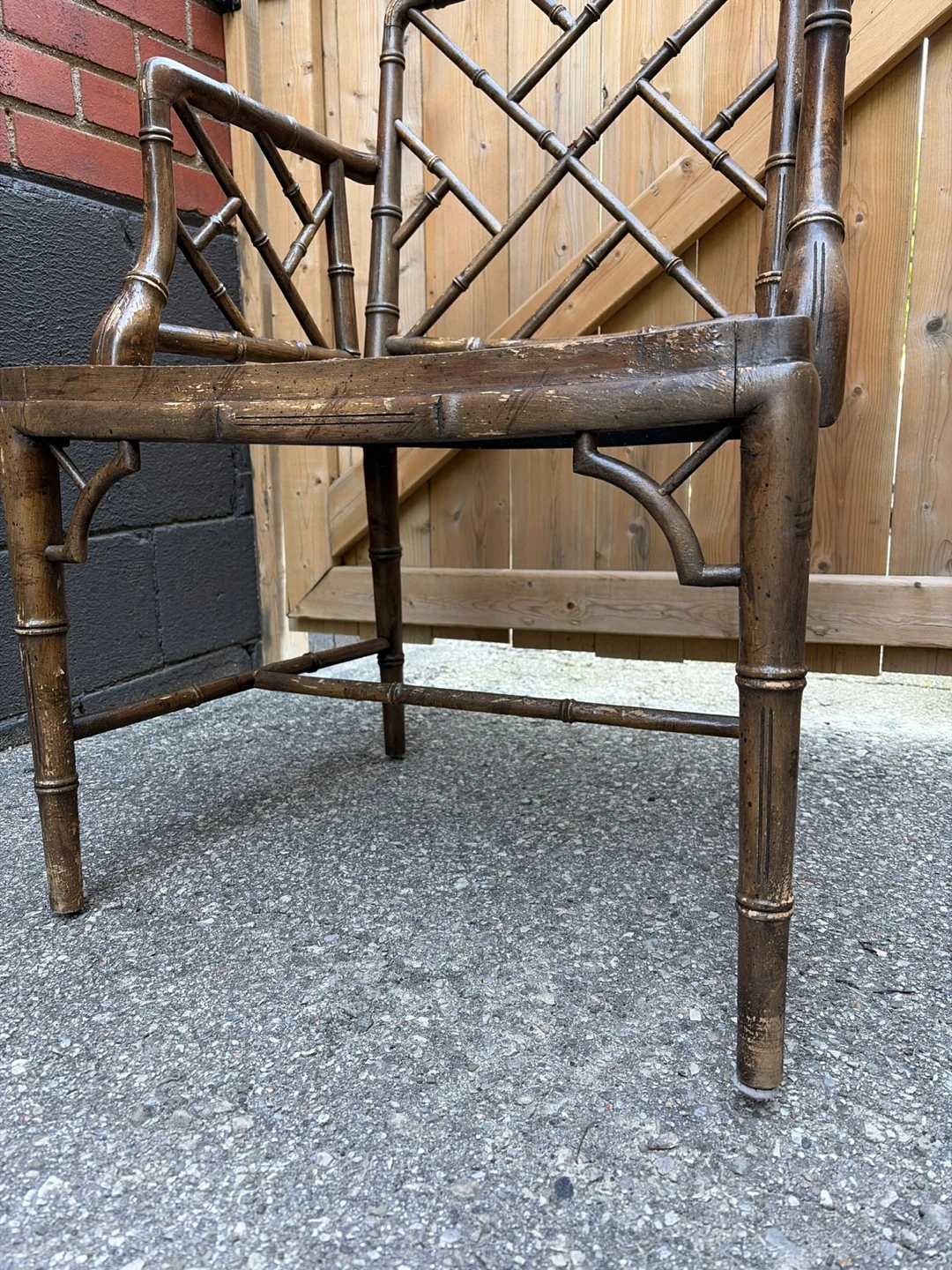 Vintage Bamboo Style Armchair with Cane Seat - photo 4