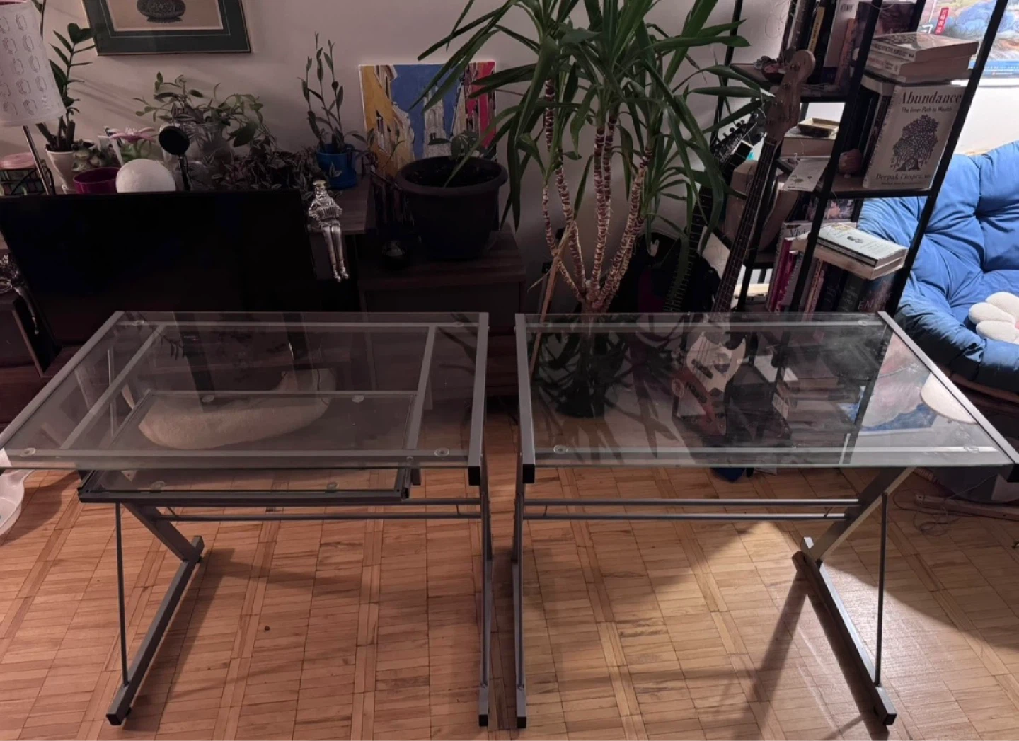 Glass and Metal computer desks (Set of 2)