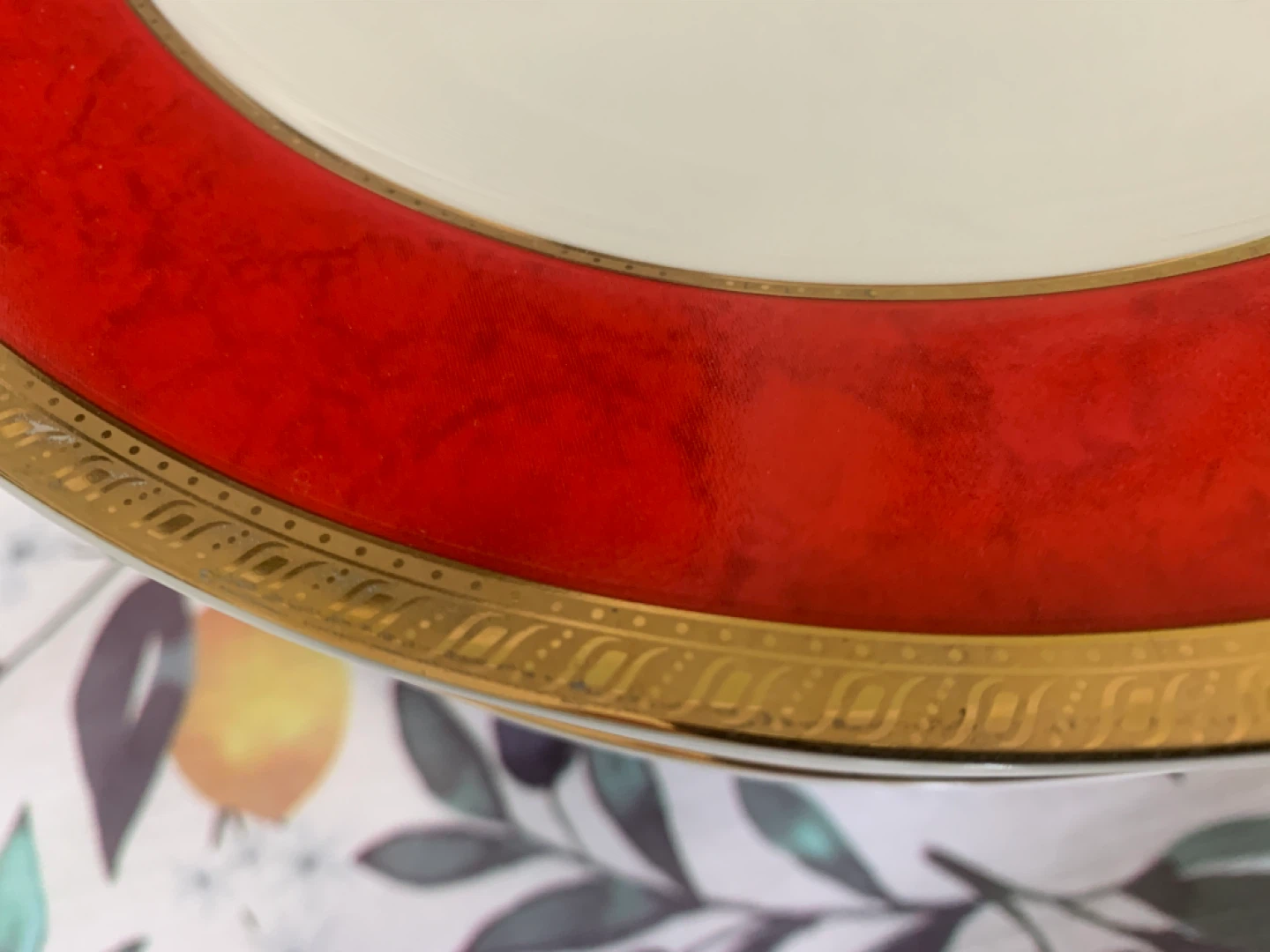 Dinnerware Set with Red and Gold Trim