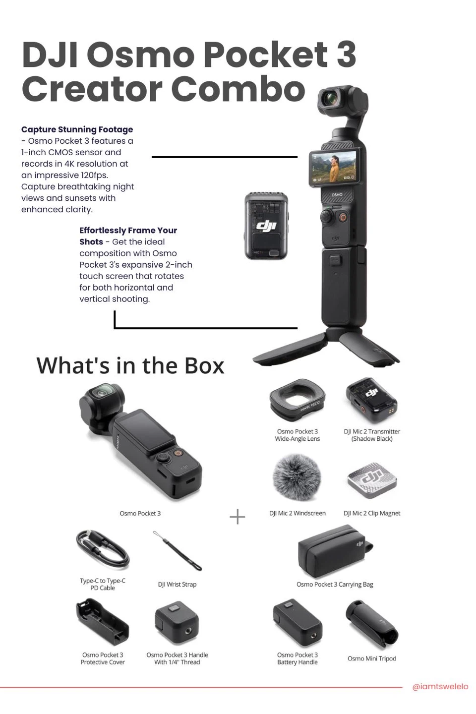 DJI Osmo Pocket 3 Creator Combo + Filters | Mint Condition - photo 4