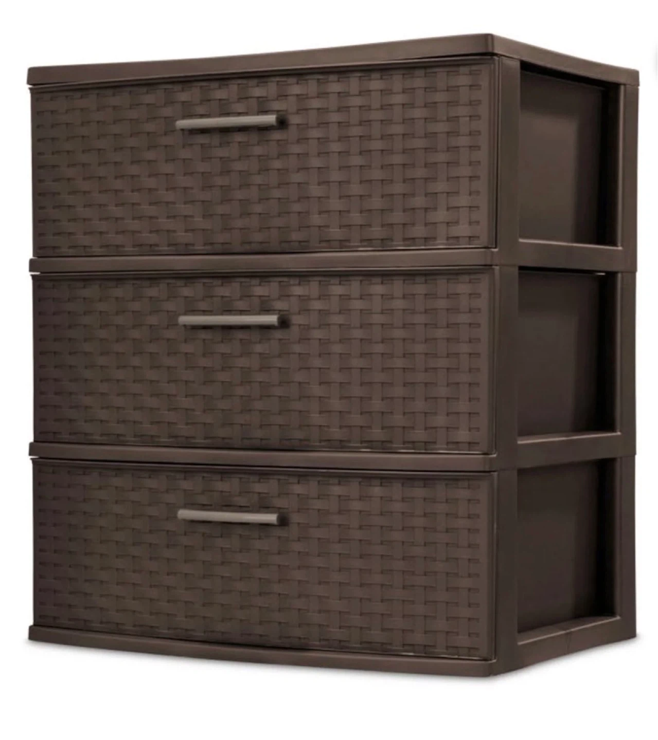 Sterilite 3-Drawer Wide Weave Storage Towers, Brown