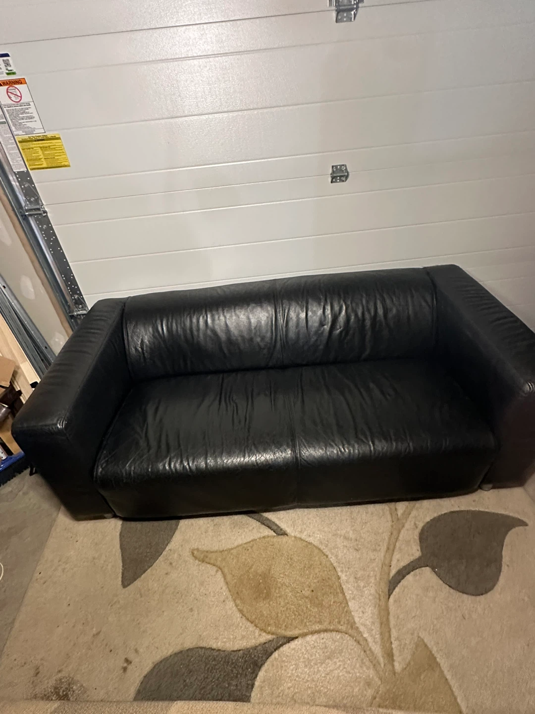 Modern Black Leather Sofa - photo 2