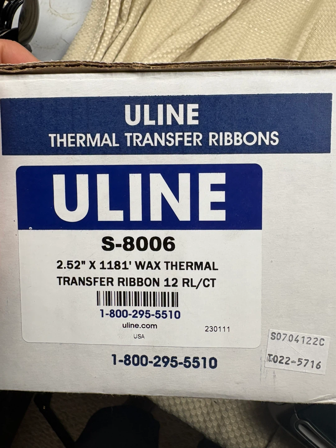 Uline S-8006 Thermal Transfer Ribbons (12 RL/CT) - photo 5