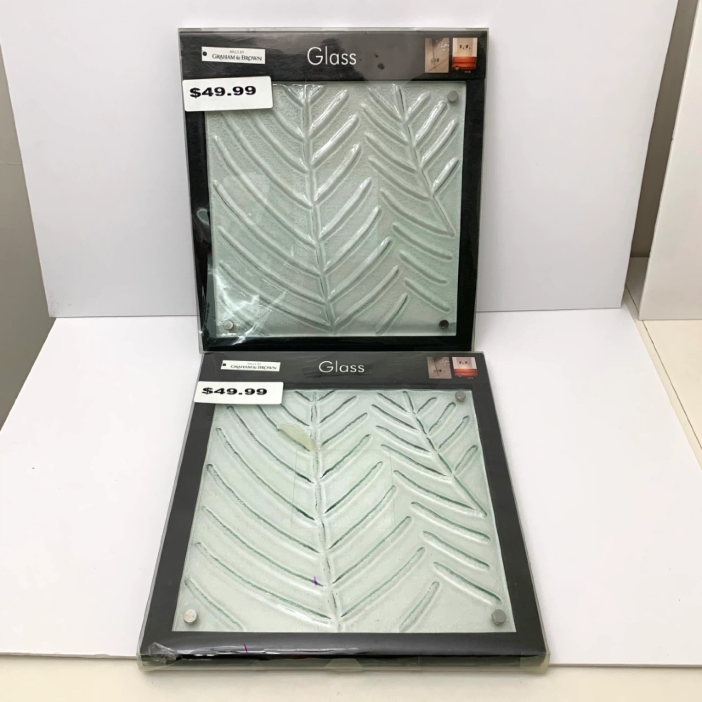 Decorative Glass Panels Wall Art Leaf Decor Set Of 2 New in Box