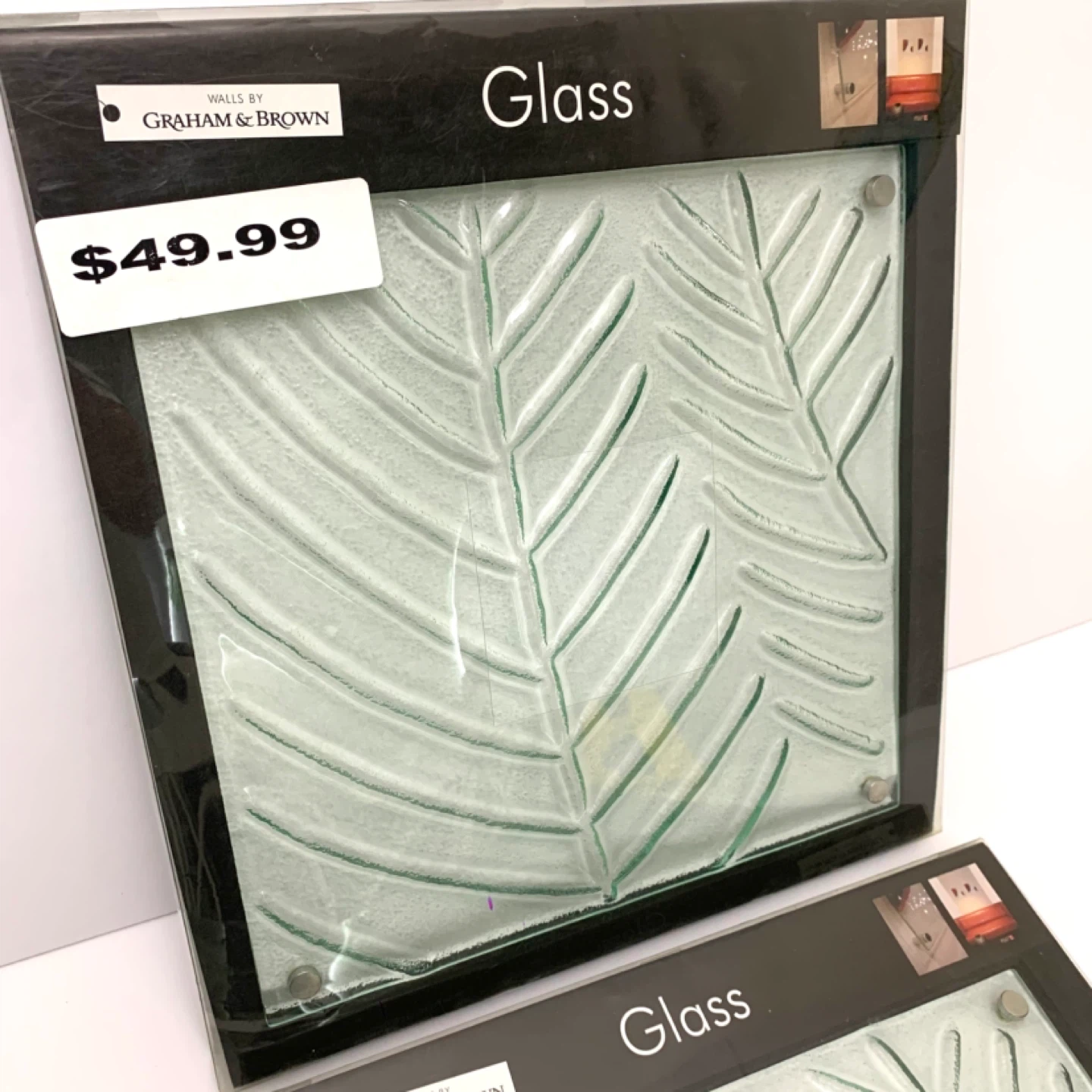 Decorative Glass Panels Wall Art Leaf Decor Set Of 2 New in Box - photo 2