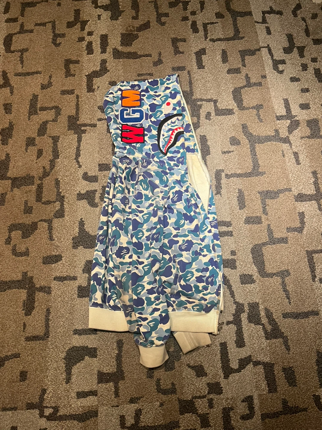 A Bathing Ape Shark Hoodie Camo Blue