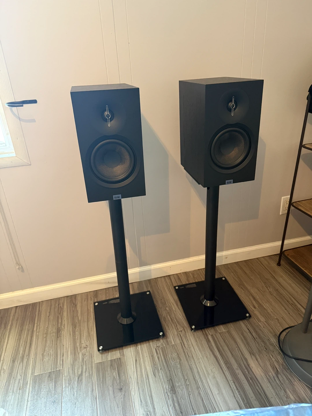 ELAC bookshelf speakers with stands