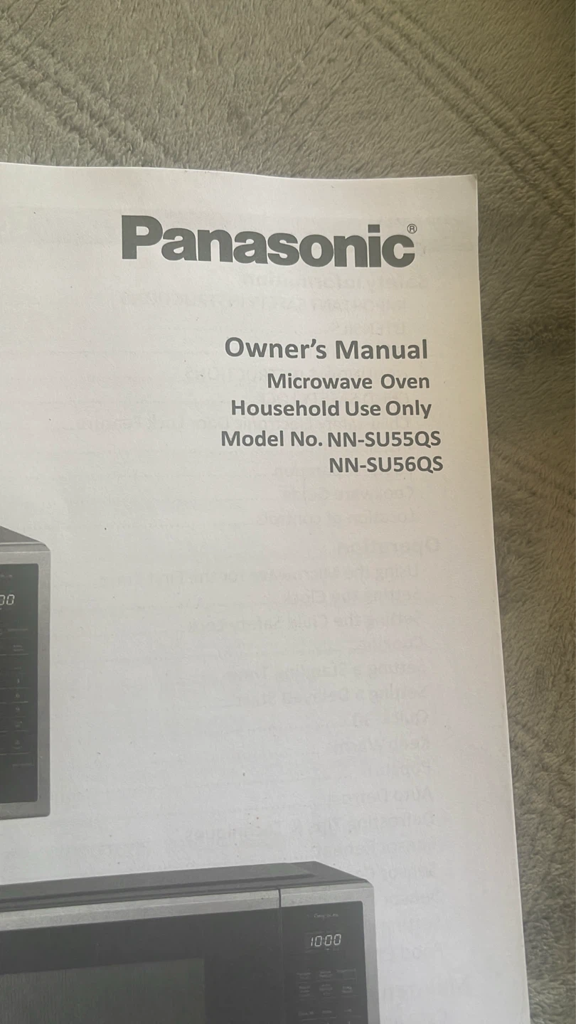 Panasonic Microwave Oven NN-SU55QS/NN-SU56QS Owner's Manual - photo 4