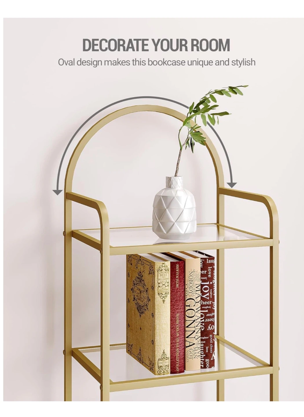 6 Tier Bookcase Shelf - Tempered Glass, Gold 6TG - photo 5