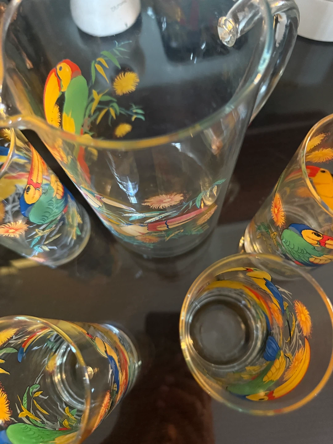 Vintage Tropical Toucan Pitcher and Glass Set - photo 2
