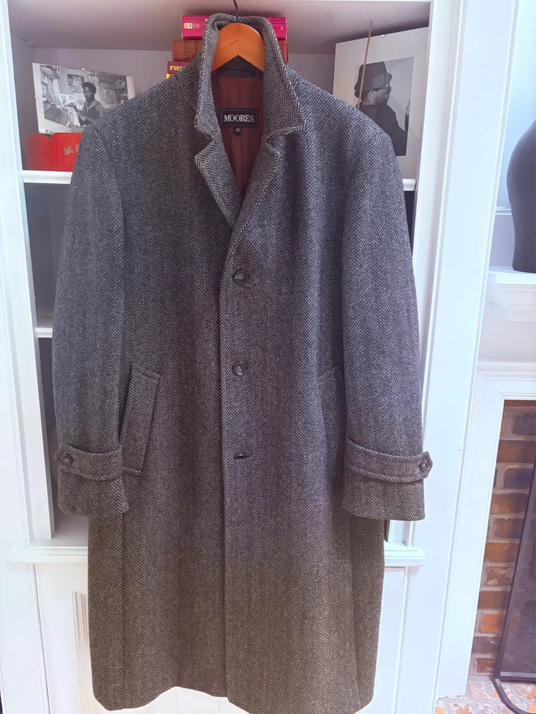 MOORES Herringbone Wool Blend Overcoat Size 40 REG - photo 2
