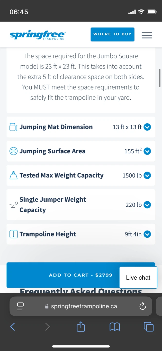 Spring free trampoline, jumbo size