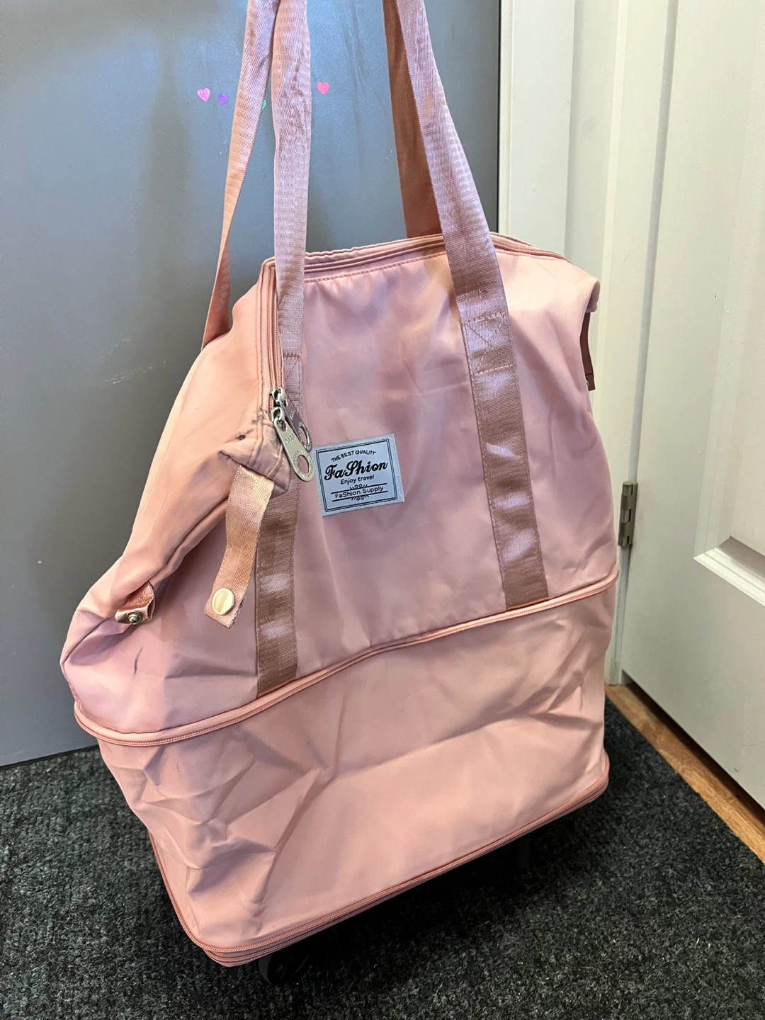Pink Travel Duffle Bag with Wheels - photo 3