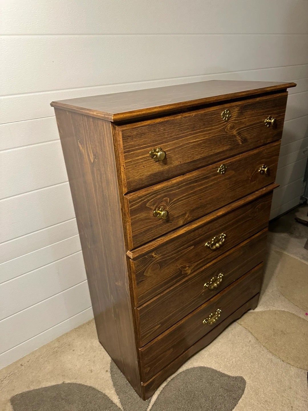 Solid Wood 5-Drawer Dresser – Dark Brown Finish | Tallboy - photo 5