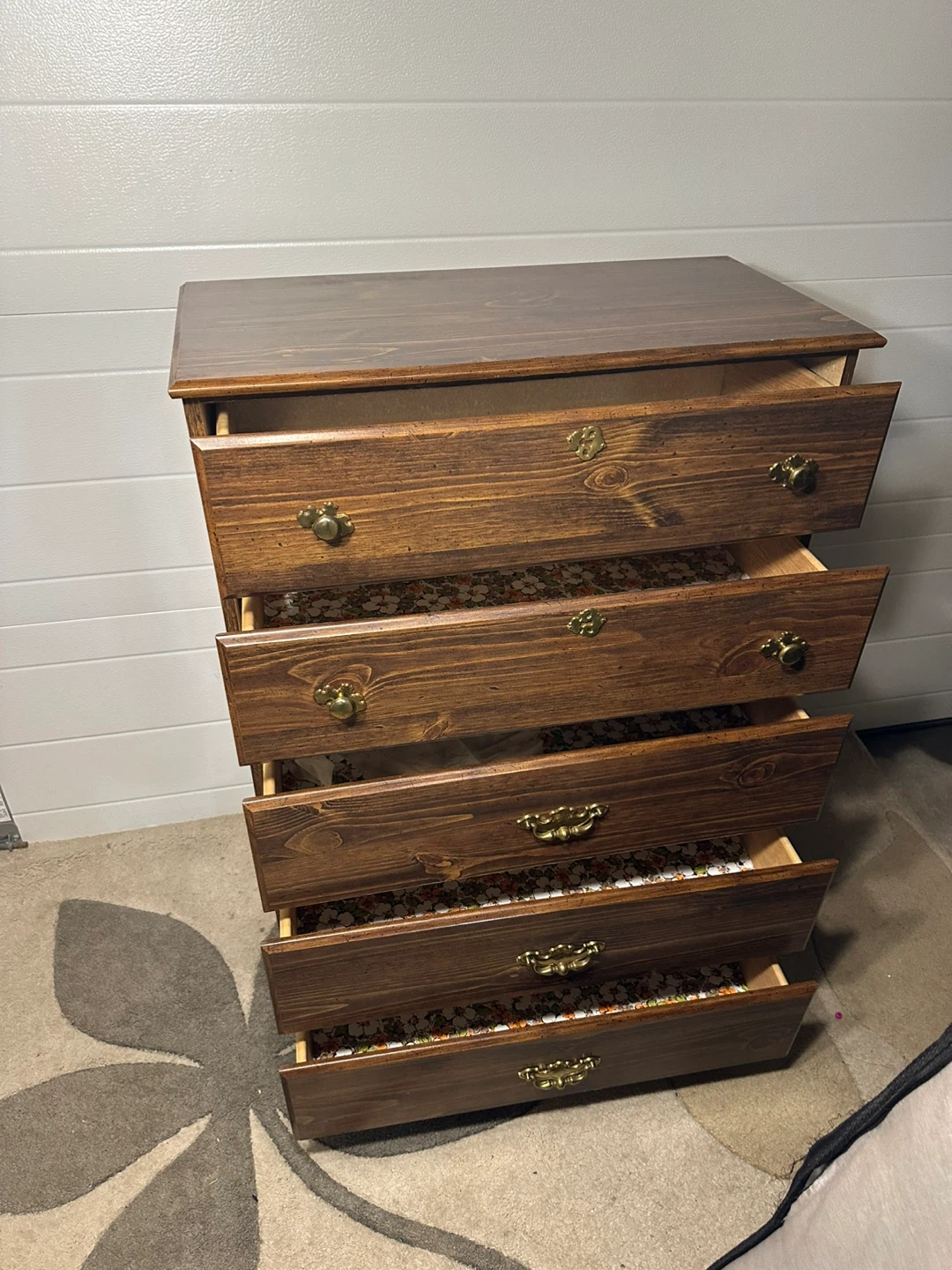 Solid Wood 5-Drawer Dresser – Dark Brown Finish | Tallboy - photo 2