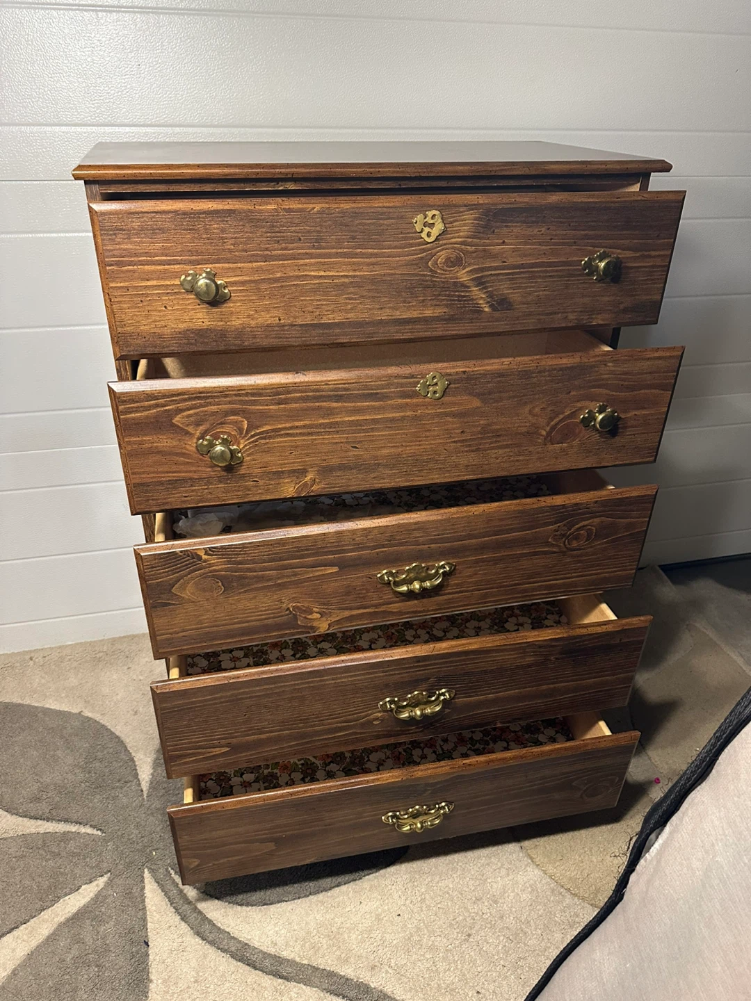 Solid Wood 5-Drawer Dresser – Dark Brown Finish | Tallboy - photo 3