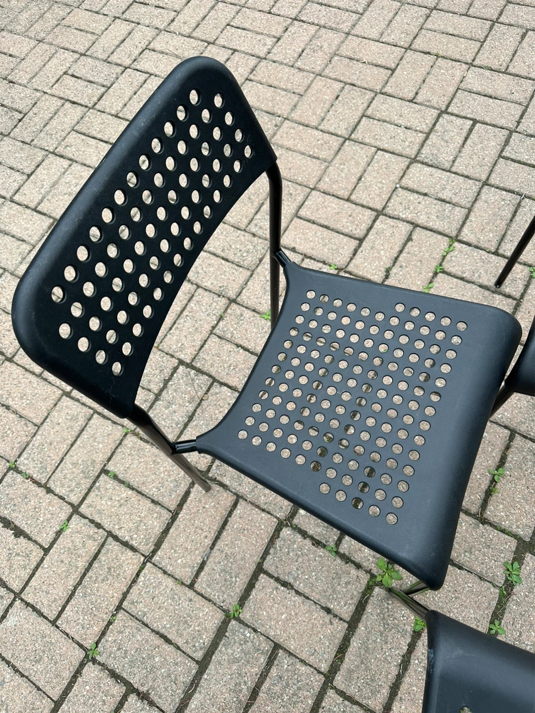 Set of 4 Black Metal Patio Chairs - photo 3