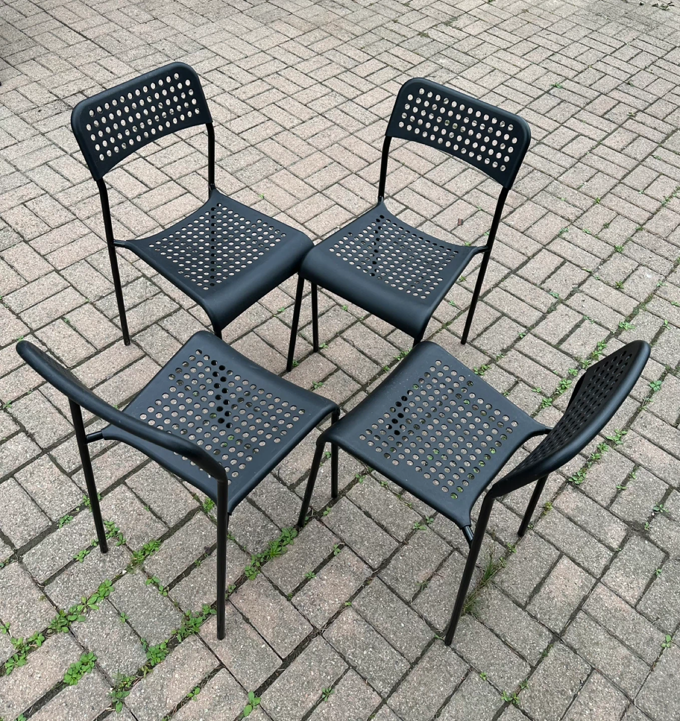 Set of 4 Black Metal Patio Chairs