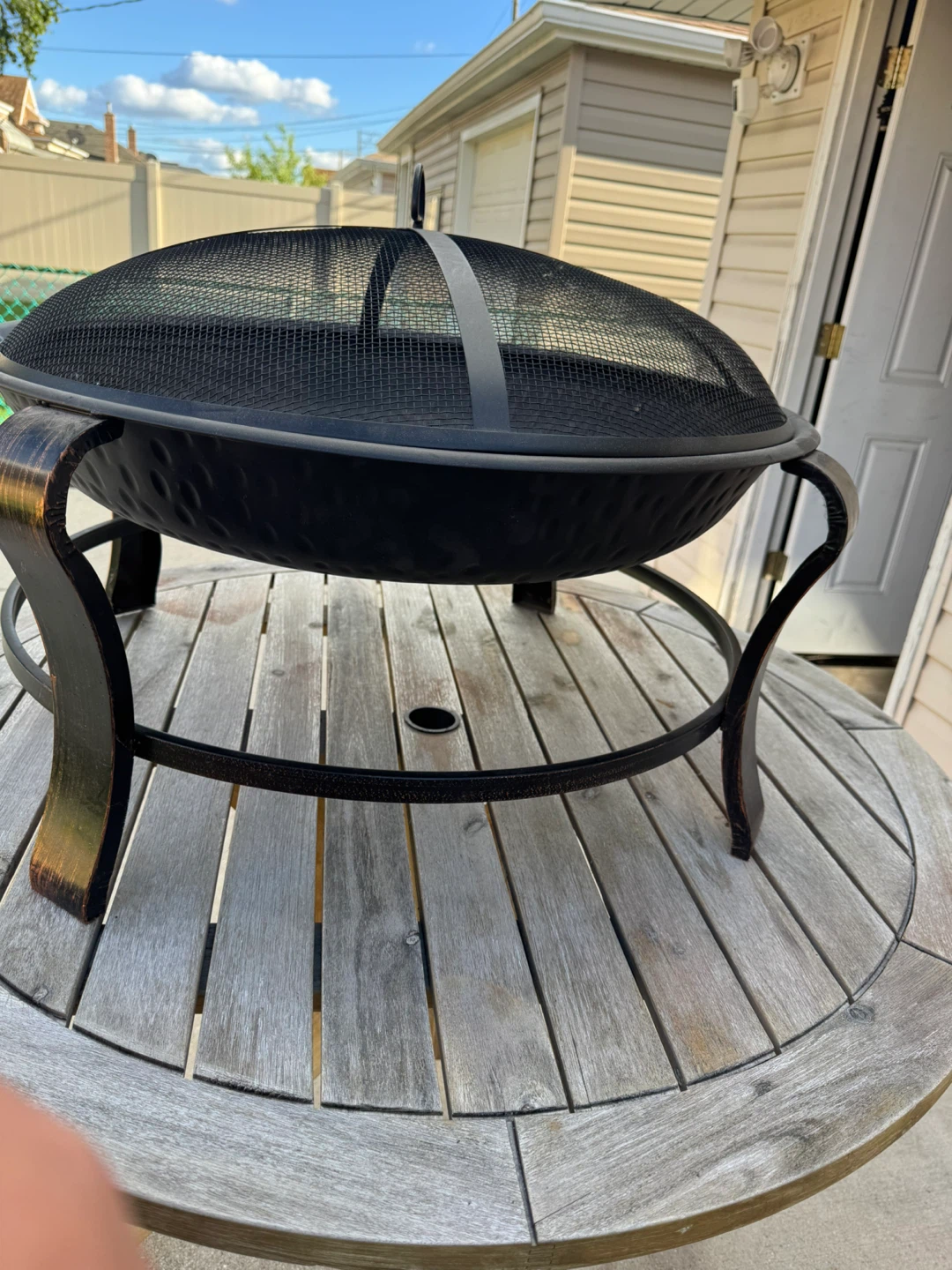 Black Metal Fire Pit with Lid - photo 4