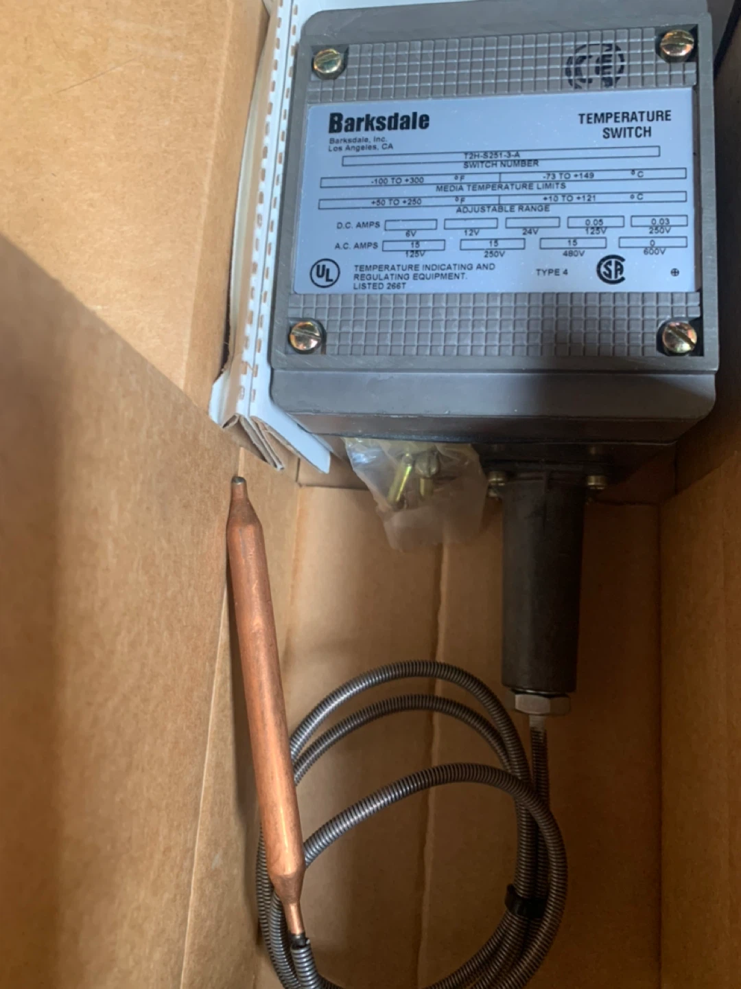 Barksdale Temperature Switch T2H-S251-3-A - photo 2