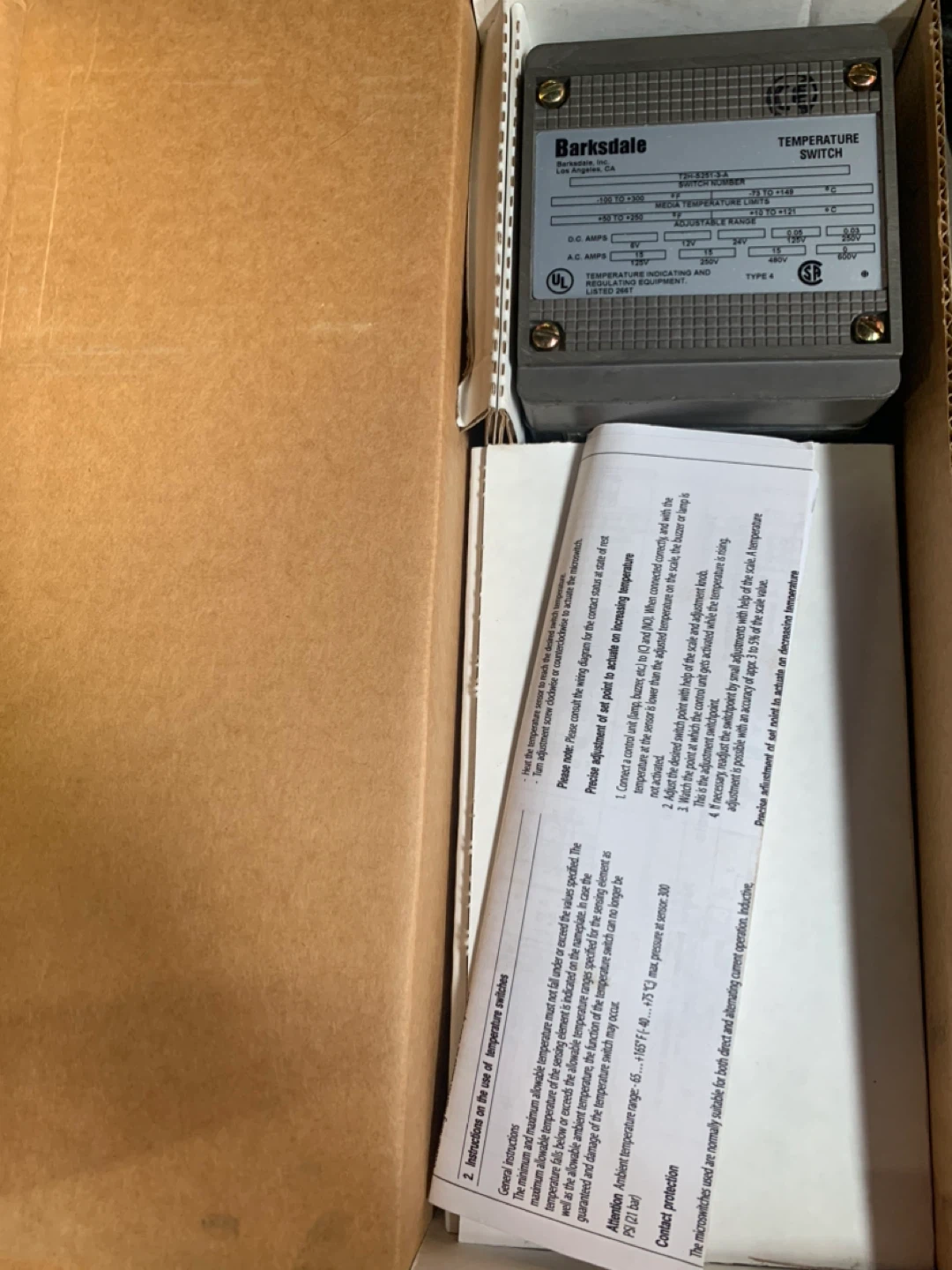Barksdale Temperature Switch T2H-S251-3-A - photo 4