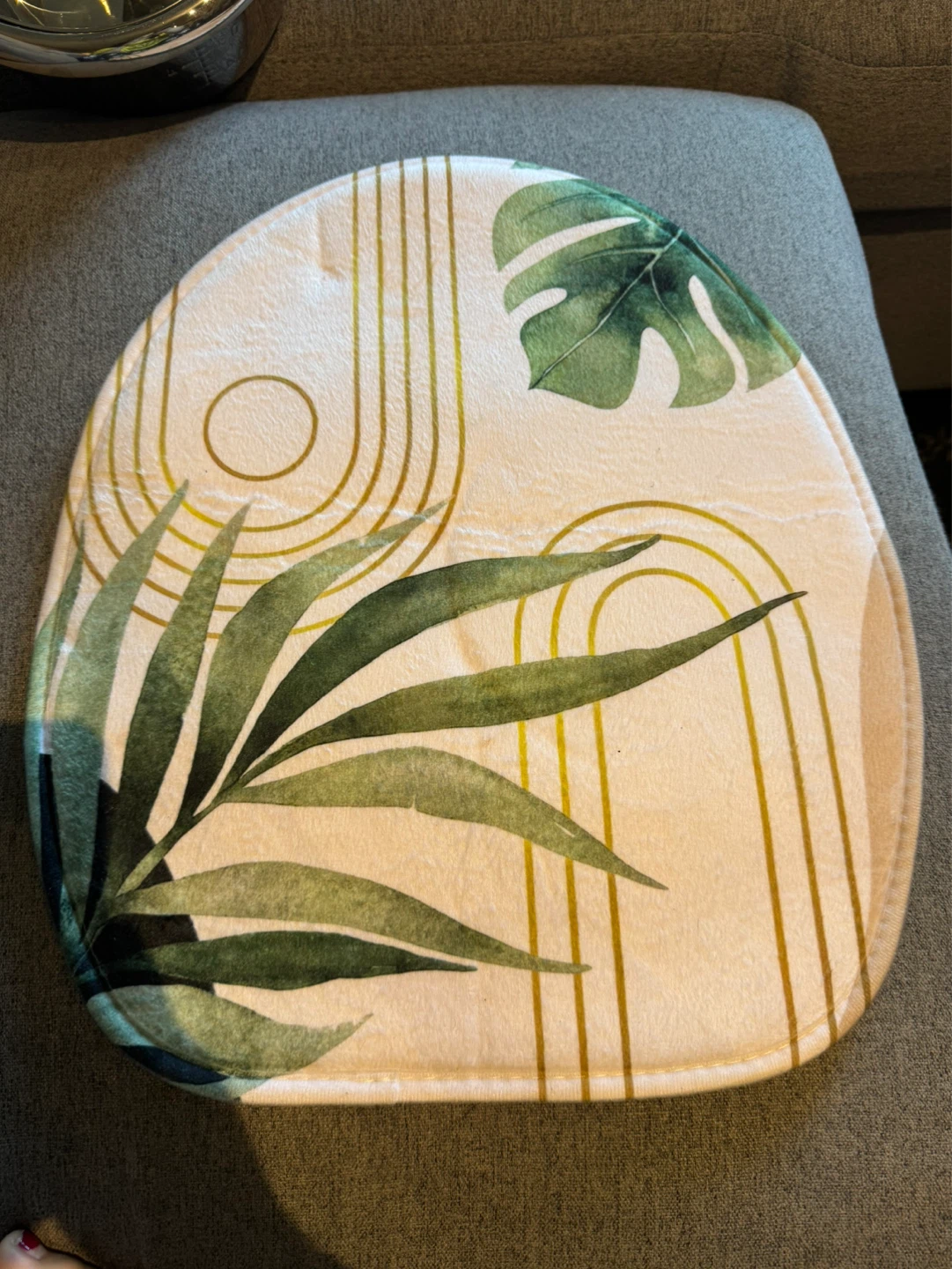 Decorative Seat Cushion with Tropical Leaf Design