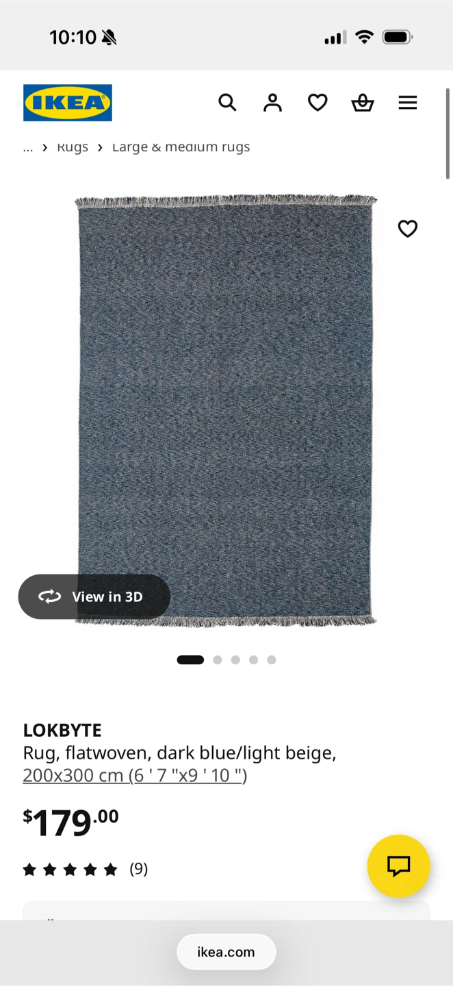 IKEA LOKBYTE Flatwoven Rug - Dark Blue/Light Beige - 200x300cm