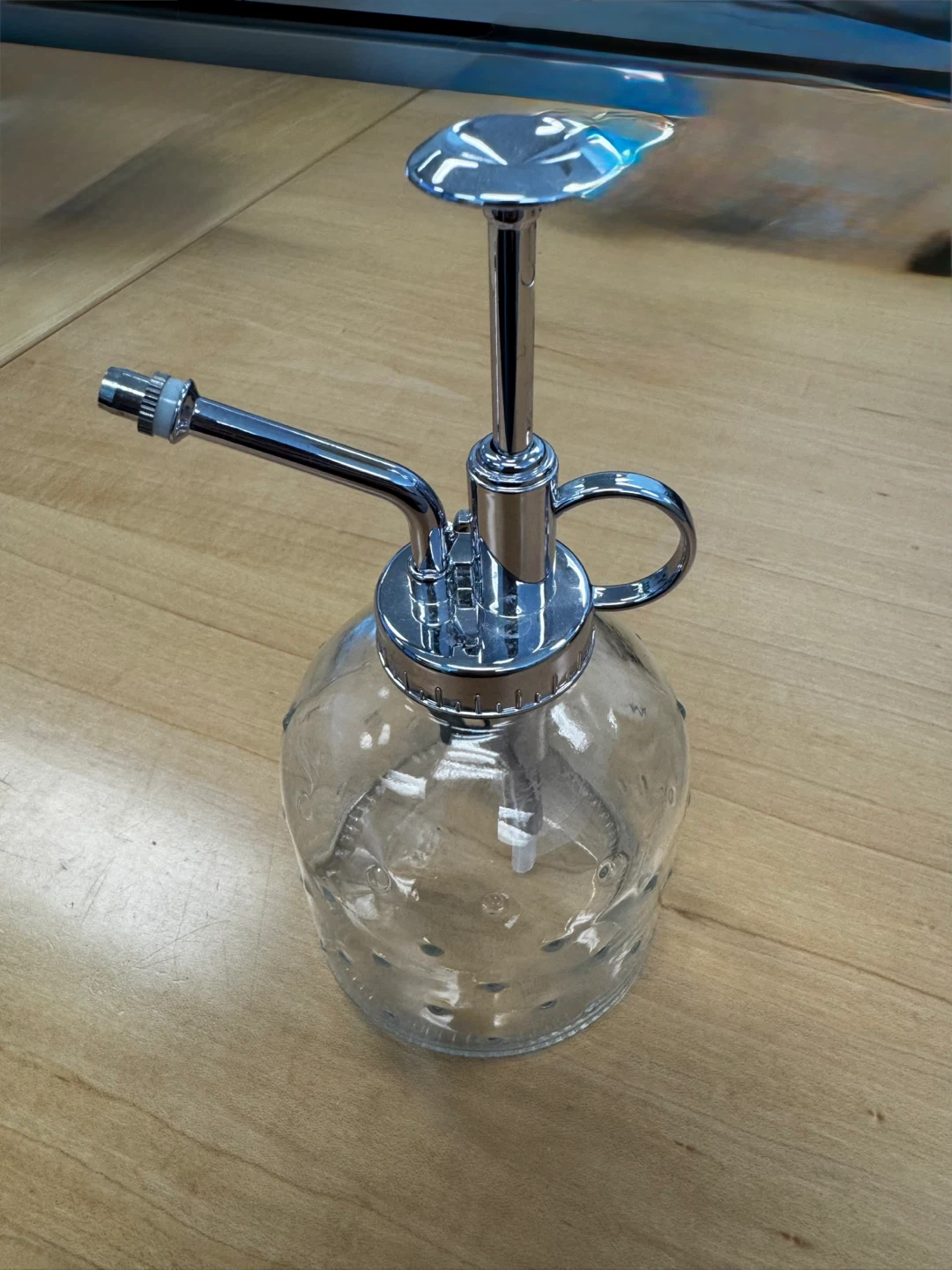 Glass Spray Bottle with Chrome Accents