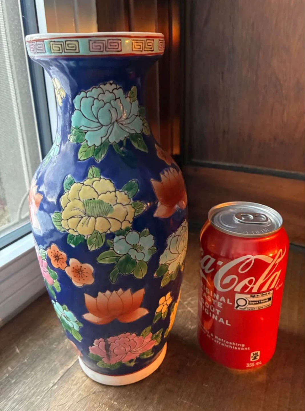 $8 Vintage Chinese Porcelain Floral Vase China enamel 10 in - photo 2