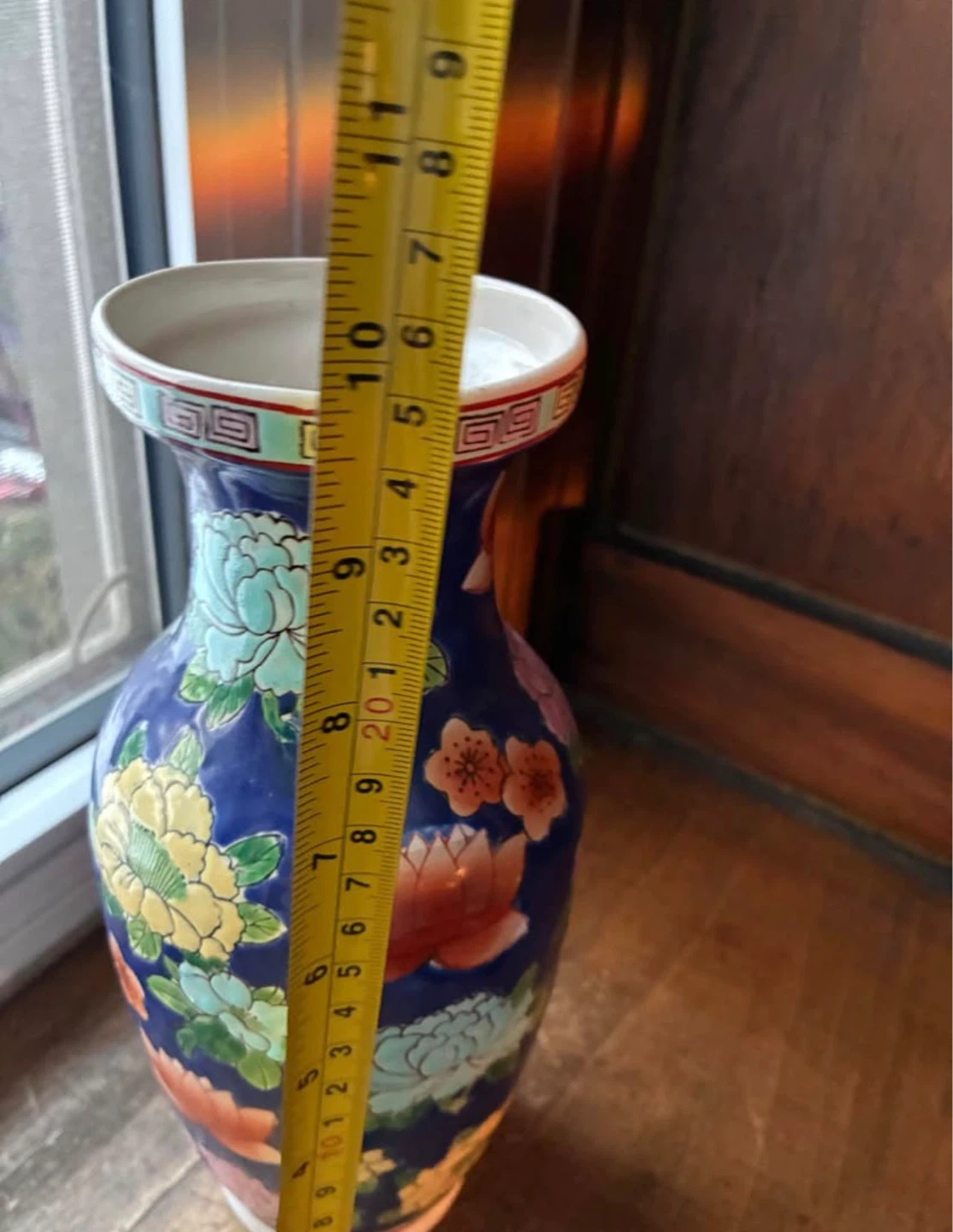$8 Vintage Chinese Porcelain Floral Vase China enamel 10 in - photo 3