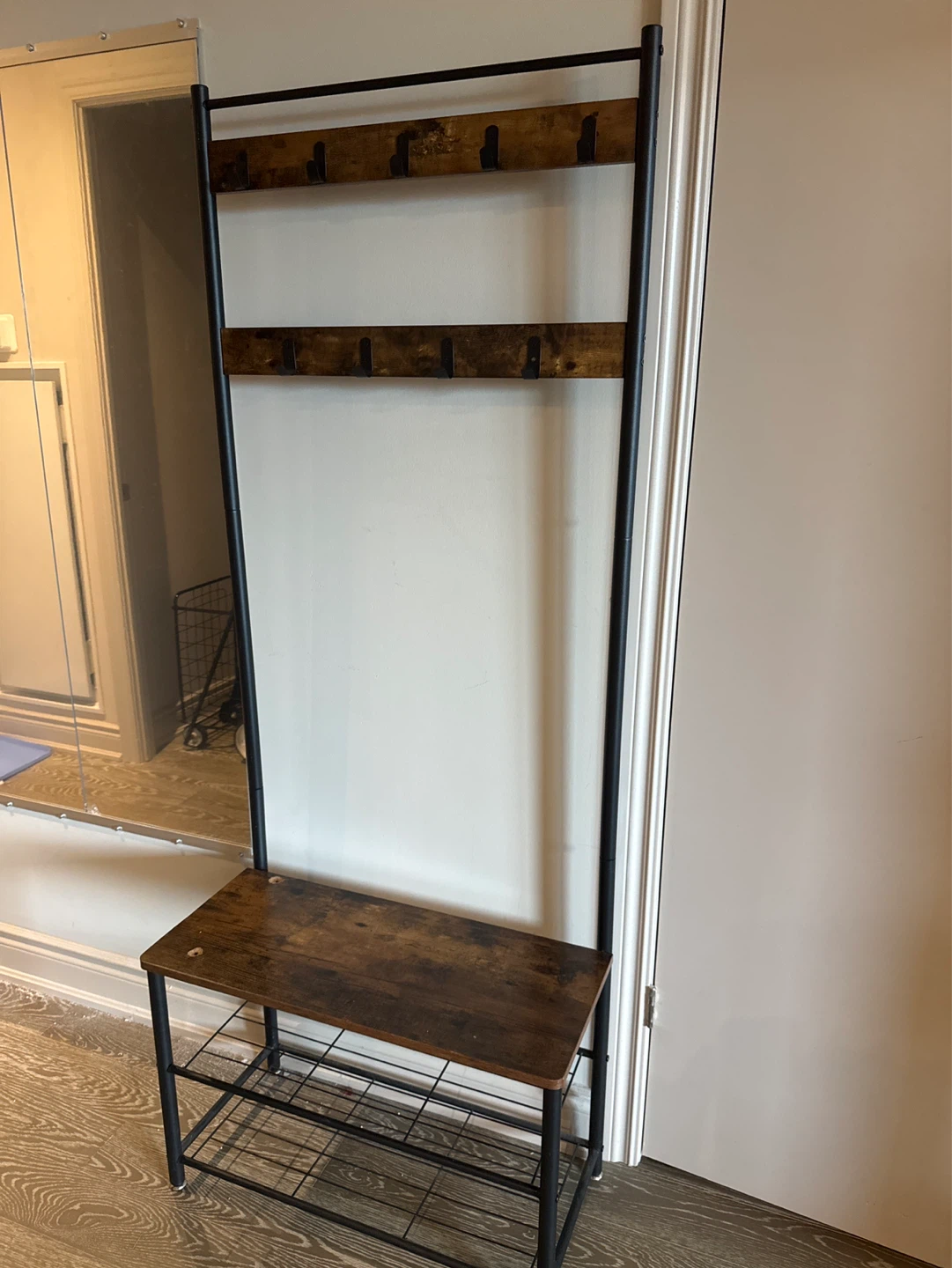 Entry way with Bench and shoe rack