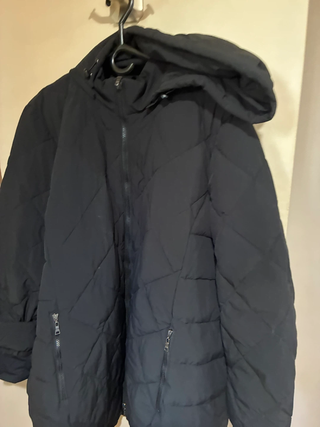 Black Quilted Puffer Coat 3X with Hood - photo 2