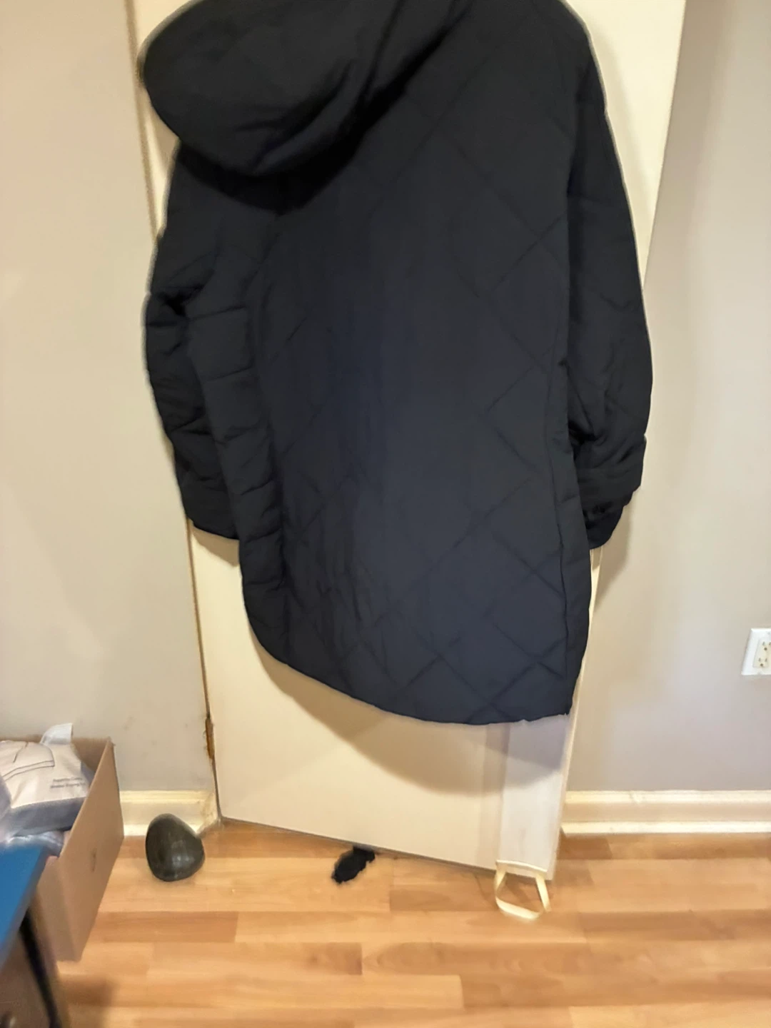 Black Quilted Puffer Coat 3X with Hood