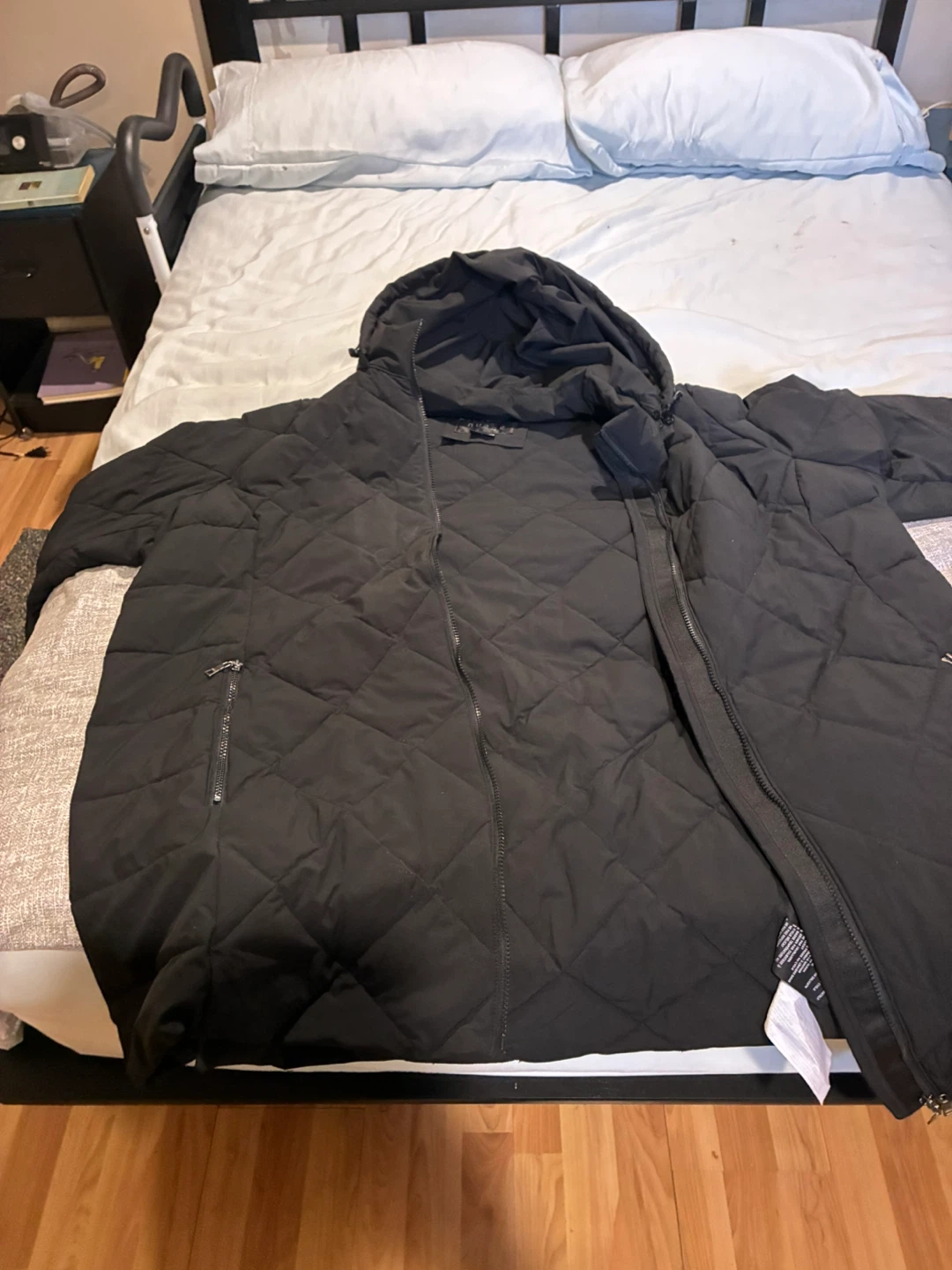 Black Quilted Puffer Coat 3X with Hood - photo 4